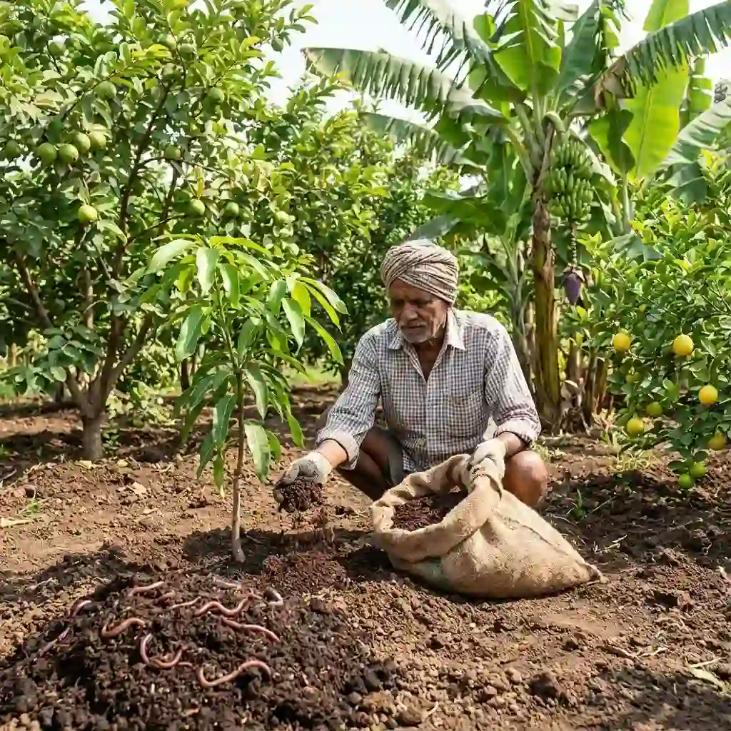 ખેડૂત દ્વારા વર્મીકમ્પોસ્ટનો ઉપયોગ